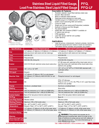 Thumbnail of document Data Sheet - PFQ SS Liquid Filled Pressure Gauge w/ SAE Connection